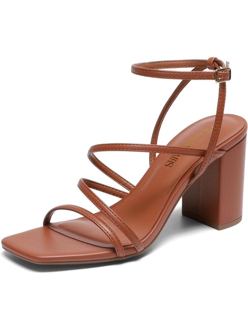 Dream Pairs Women's Brown Open Toe Sleek Straps Chunky Block Heel Sandals